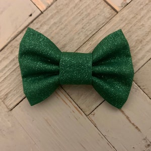 Lucky Pet Bow Tie Green Glitter Shamrock Clover St Patricks Day handmade collar accessories image 2