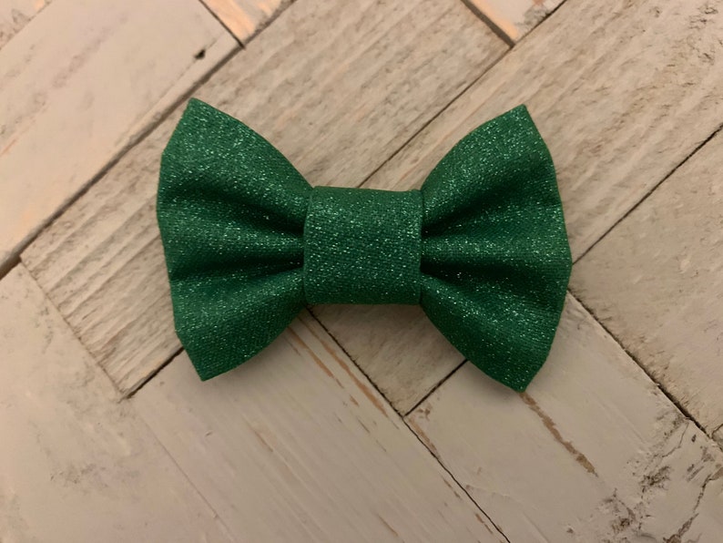 Lucky Pet Bow Tie Green Glitter Shamrock Clover St Patricks Day handmade collar accessories image 2