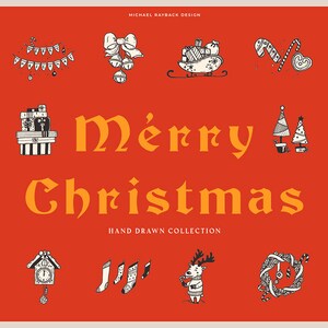 150 elementi disegnati a mano -Natale- Illustrazione invernale - Grafica invernale - Clipart natalizia - Decorazioni natalizie - Illustrazioni vintage