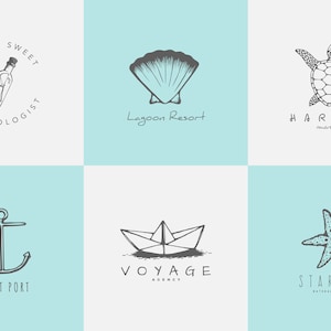 Marine Logo Collection - Sea Logo - Logo and Branding - Branding kit - Sea emblem - Ocean illustration -  Premade Logo - Nautical Logo