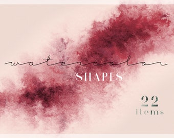 Watercolor Shapes Clipart – 22 PNG Digital Elements (Instant Download)