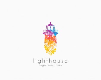 Lighthouse Logo - Light Logo - Color Lighthouse - Lighthouse Design - Lighthouse Illustration - Sea Logo - Ocean Logo - Marine Logo