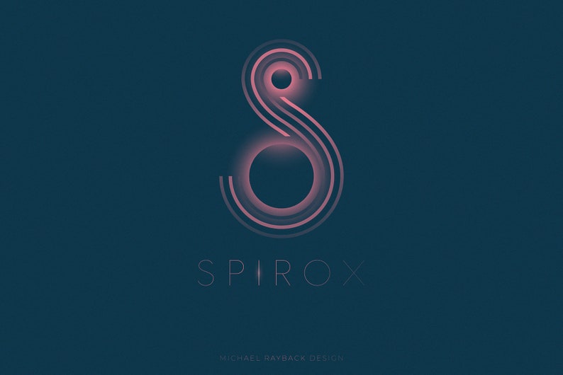 May include: A pink and white logo with the word "SPIROX" in a sans-serif font below a stylized pink "S" shape. The text "MICHAEL RAYBACK DESIGN" is in a smaller font below the logo.