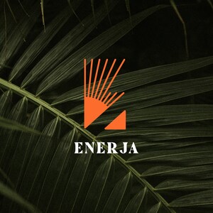 May include: A stylized orange sunburst logo with the word "ENERJA" in white text below it. The logo is set against a dark green background of palm leaves.