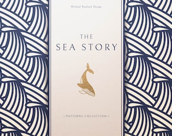 Seamless Sea Wave Patterns – Japanese Asian Vector (Digital)