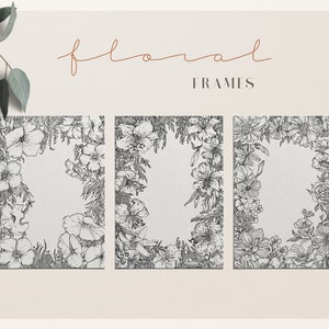 Floral frames - Wedding clipart - Botanical clipart - Wreath illustration - Botanical greenery - Bouquet clipart - Greenery frames