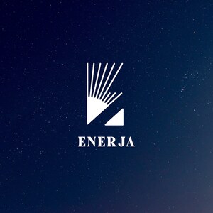 May include: A white logo on a dark blue background with a stylized sun rising over a triangle and the word "ENERJA" below.