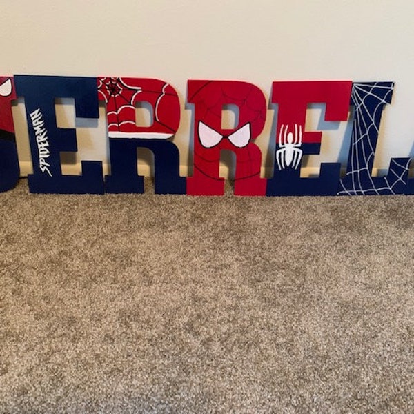 Spider-Man inspired Theme Letters, wall letters, wood letters, personalized wood letters, wall decor, kids wall decor/ PRICE PER LETTER