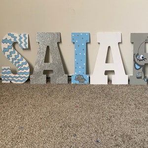 Cartas temáticas de elefante bebé, baby shower, guardería, decoración para niños, cartas personalizadas, PRECIO POR CARTA (letras de 13 pulgadas)