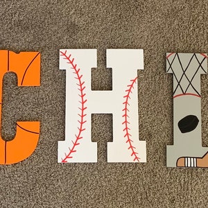 Sport Theme Letters, wall letters, personalized letters, kids decor, baby showers, birthday parties, kid bedrooms, sports/ PRICE PER LETTER