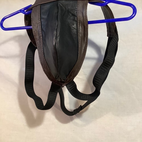 Leather two tone shops jock strap