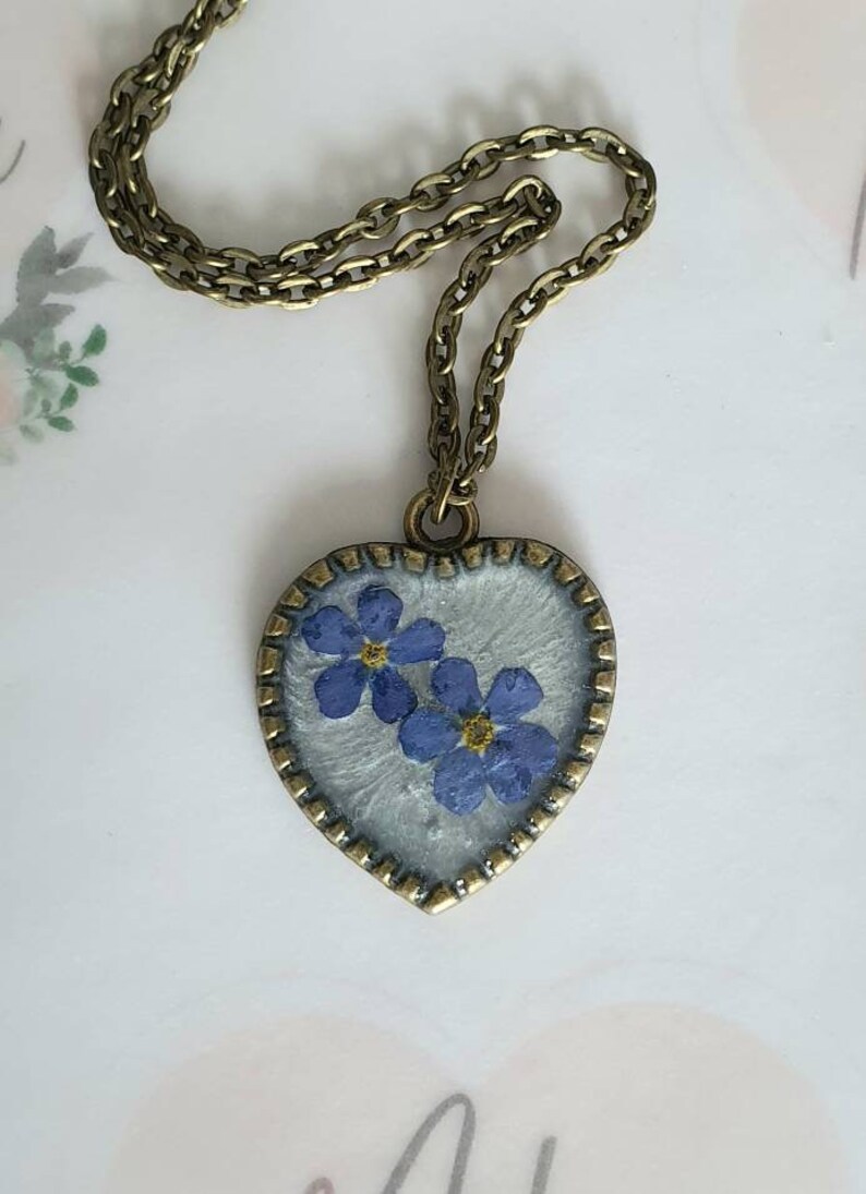 Forget me not heart necklace Clearance