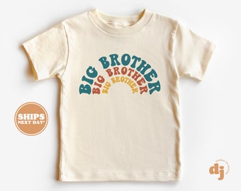 Big Brother Toddler Shirt - Rainbow Retro Kids Shirt - Sibling Natural Infant, Toddler & Youth Tee #5124