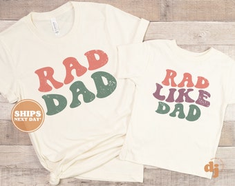 Daddy and Me Shirts - Rad Dad and Rad Like Dad Retro Baby Bodysuit - Father's Day Shirts #5810-C
