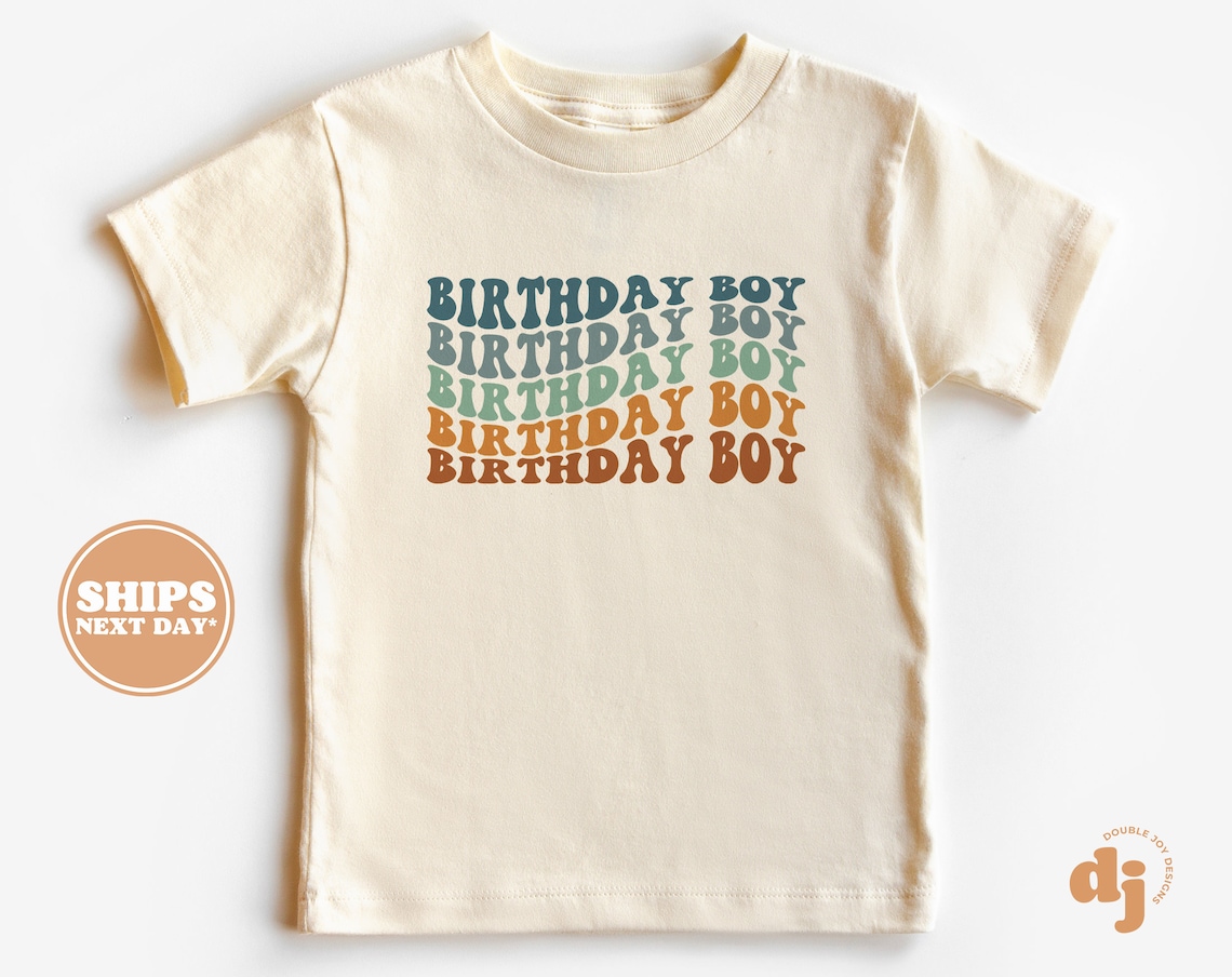 Birthday Boy Toddler Shirt Wavy Letters Boys Birthday Shirt - Etsy