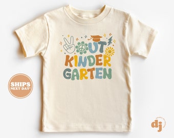 Kindergarten T-shirt - Peace Out Kindergarten Kids TShirt - Retro Natural Infant, Toddler, Youth & Adult Tee #5751