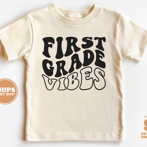 Back to School Shirt - Team 1st Grade Kids Shirt - First Day of School Retro Natural Infant, Toddler, Youth & Adult Tee  #5215-C