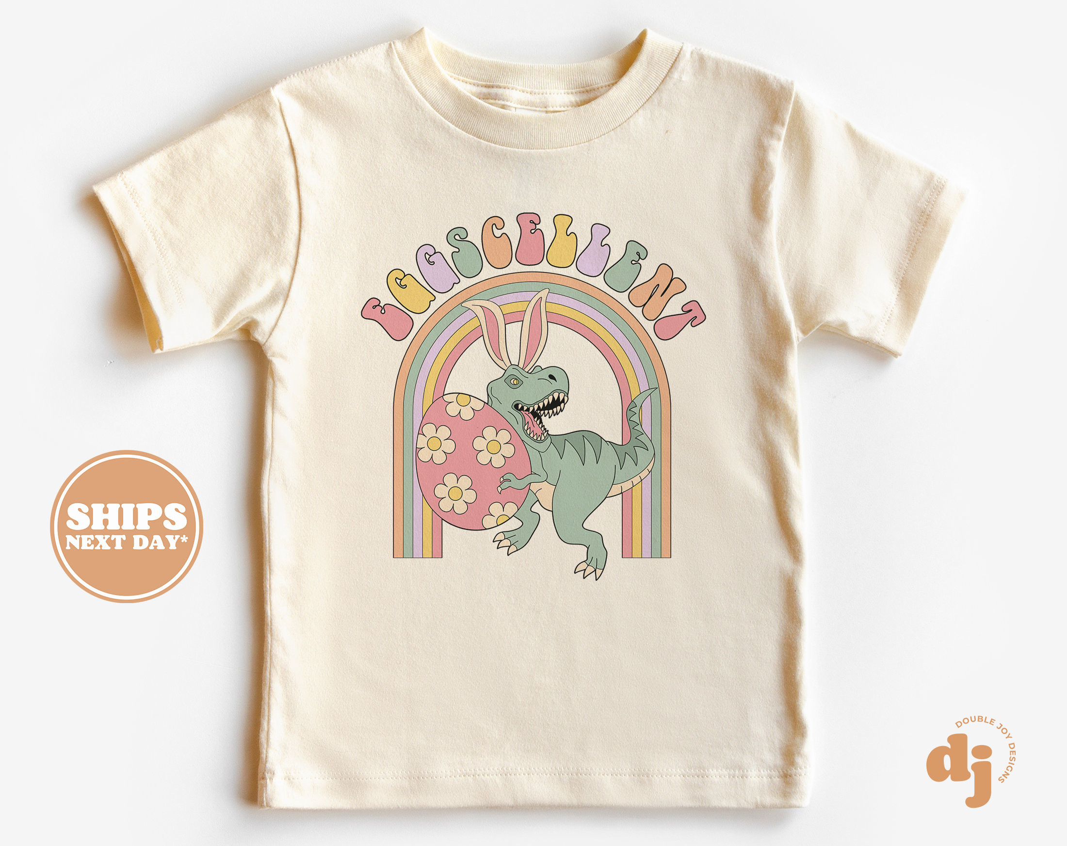 Kids Easter Shirt - Eggscellent Kids Retro TShirt - Easter Retro Natural Infant, Toddler & Youth Tee #5524