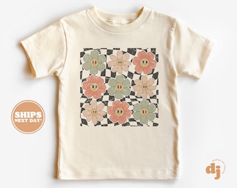Toddler T-shirt - Retro Flowers Kids Retro TShirt - Retro Natural Infant, Toddler & Youth Tee #5716
