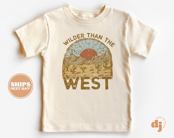 Toddler T-shirt - Wilder than the West Kids Retro TShirt - Retro Natural Infant, Toddler, Youth & Adult Tee #5618