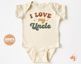 Baby Bodysuit - I Love My Uncle Bodysuit - Uncle's Baby Retro Natural Baby Bodysuit #5787