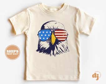 Toddler T-shirt - Eagle Head 4th of July Memorial Day Kids TShirt - Retro Natural Infant, Toddler, Youth & Adult Tee #5756