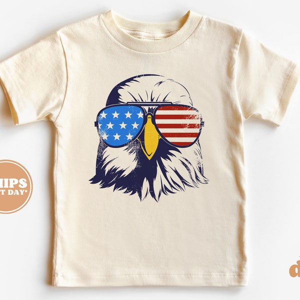 Toddler T-shirt - Eagle Head 4th of July Memorial Day Kids TShirt - Retro Natural Infant, Toddler, Youth & Adult Tee #5756