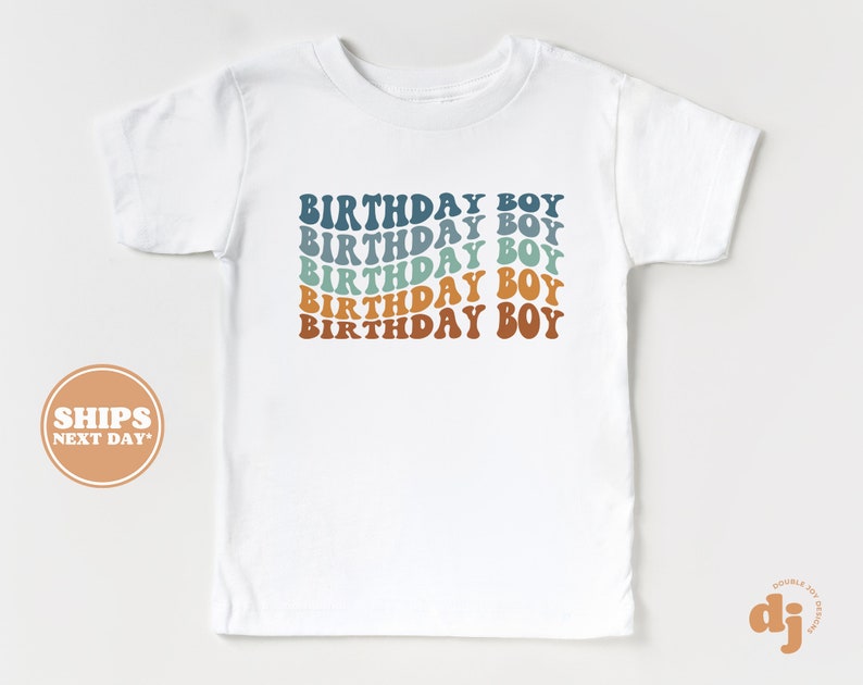 Birthday Boy Toddler Shirt Wavy Letters Boys Birthday Shirt Etsy