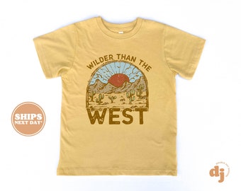 Toddler T-shirt - Wilder than the West Kids Retro TShirt - Retro Natural Infant, Toddler, Youth & Adult Tee #5618