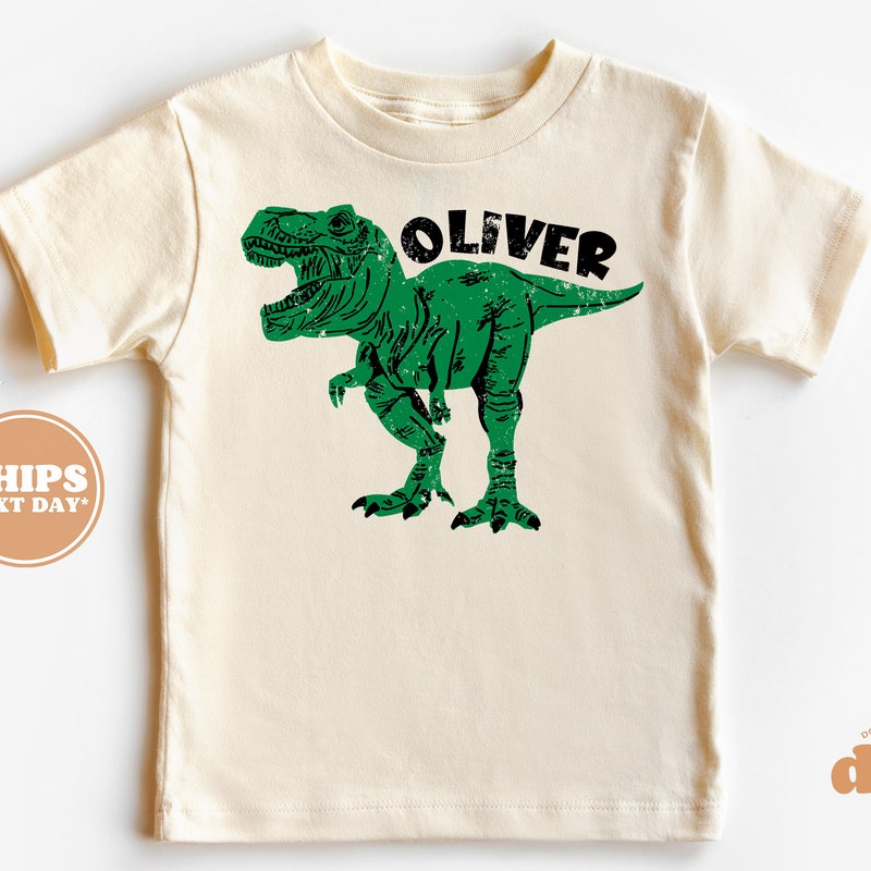 White Dino Print Shirt for Boys
