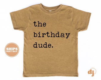 Boy Birthday Shirt - The Birthday Dude Kids Retro TShirt -  Retro Natural Infant, Toddler, Youth & Adult Tee #5907