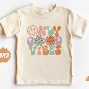 Toddler T-shirt - Only Good Vibes Kids Retro TShirt - Retro Natural Infant, Toddler & Youth Tee #5075