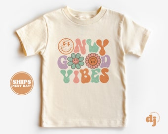Toddler T-shirt - Only Good Vibes Kids Retro TShirt - Retro Natural Infant, Toddler & Youth Tee #5075