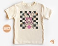 Kids Easter Shirt - Bunny Black Checkered Kids Retro TShirt - Easter Retro Natural Infant, Toddler & Youth Tee #5521