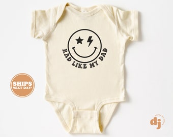 Rad Like My Dad Baby Bodysuit - Funny Retro Bodysuit - I Love My Dad Natural Baby Bodysuit  #5170-C