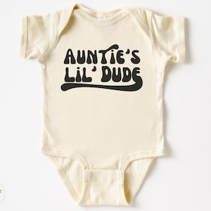 Auntie's Lil' Dude Baby Bodysuit - Retro Natural Bodysuit  #5040-C