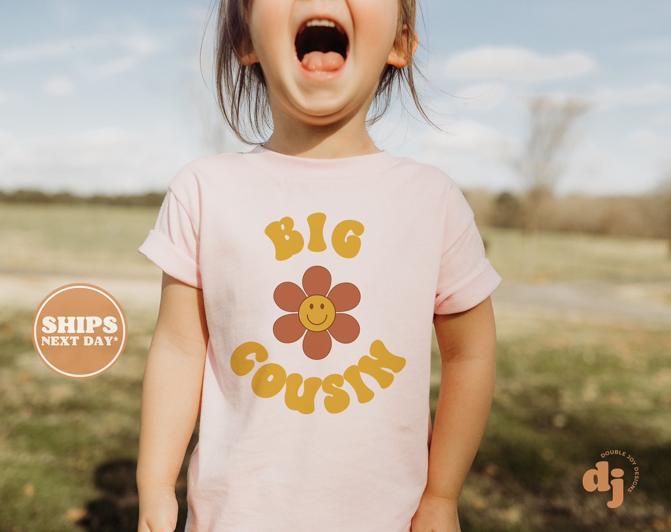 Big Cousin Toddler Shirt - Boho Retro Kids Shirt - Cute Cousin Natural Infant, Toddler & Youth Tee #5276