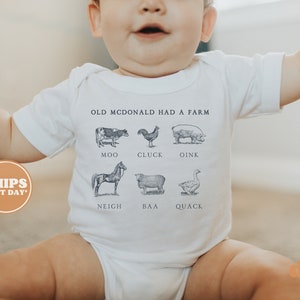 Toddler T-shirt Old McDonald Had a Farm Kids Retro TShirt Retro Natural Infant, Toddler & Youth Tee 5592 image 4