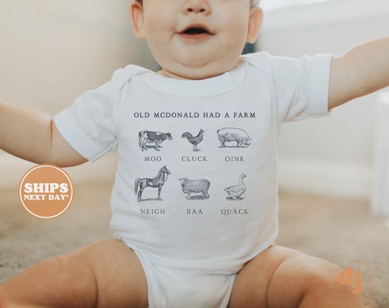Toddler T-shirt Old McDonald Had a Farm Kids Retro TShirt Retro Natural Infant, Toddler & Youth Tee 5592 image 4