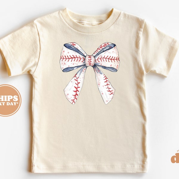 Toddler T-Shirt - Cute Giant Baseball Ribbon Kids Retro T-Shirt - Retro Natural Infant, Toddler & Youth Tee #6343