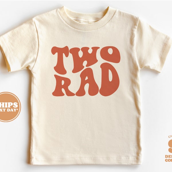 2nd Birthday Toddler Shirt - Two Rad Smile Face Kids Birthday Shirt - Second Birthday Natural Toddler Tee #5226-C