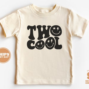 Camisa de 2º cumpleaños para niños pequeños - Camisa de cumpleaños para niños con dos caras sonrientes geniales - Camiseta natural para niños pequeños de segundo cumpleaños #5186-C