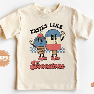 Toddler T-shirt - Tastes Like Freedom 4th of July Memorial Day Kids TShirt - Retro Natural Infant, Toddler, Youth & Adult Tee #5721