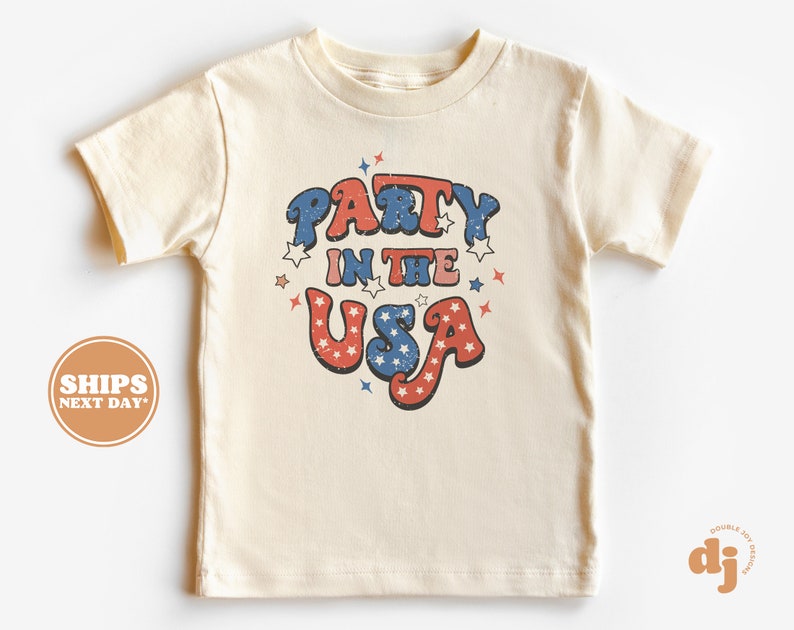 Toddler T-shirt Party in the USA 4th of July Memorial Day Kids TShirt Retro Natural Infant, Toddler, Youth & Adult Tee 5076 image 1