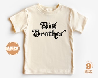 Big Brother Toddler Shirt - Retro Gender Neutral Kids Shirt - Sibling Natural Infant, Toddler & Youth Tee  #5113-C