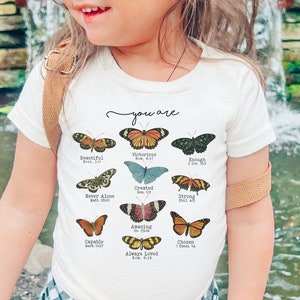 Christian Shirts for Kids - Jesus shirt - Bible Verse Butterfly Natural Infant, Toddler & Youth Tee #5251