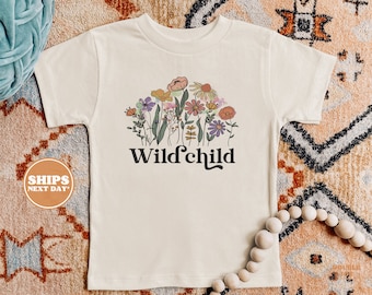 Toddler T-shirt - Wild Child  Kids Retro TShirt - Retro Natural Infant, Toddler & Youth Tee #5111