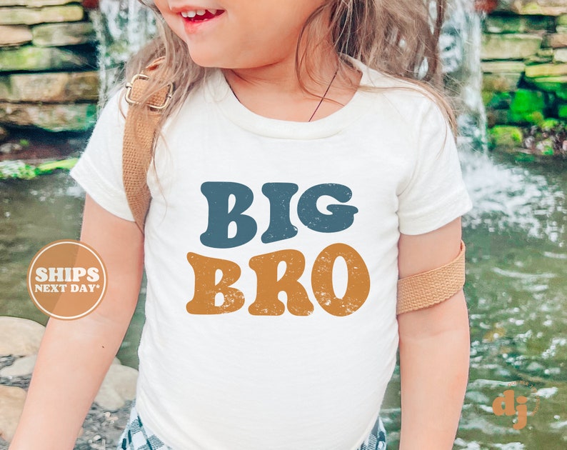 Big Bro Toddler Shirt Pregnancy Announcement Retro Kids Shirt Sibling Natural Infant, Toddler & Youth Tee 5812 image 2