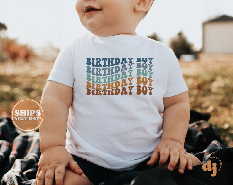 Birthday Boy Toddler Shirt Wavy Letters Boys Birthday Shirt Etsy