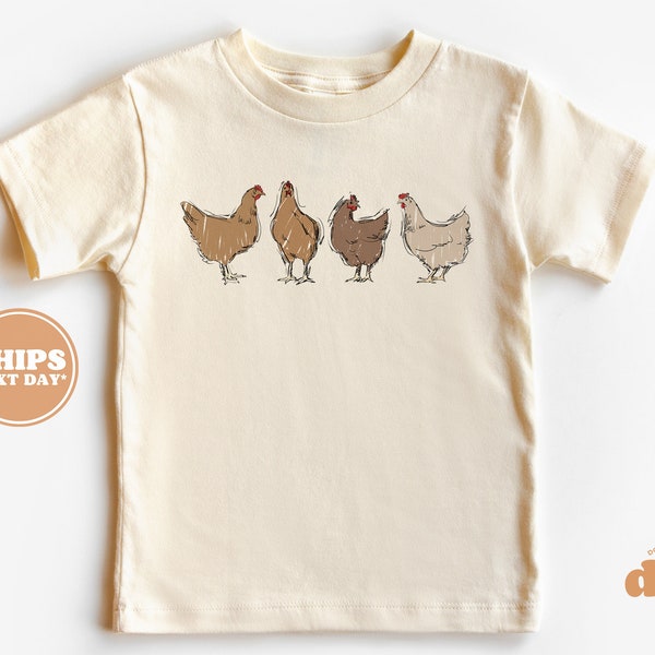 Toddler T-Shirt - Farm Chickens Kids Retro T-Shirt - Retro Natural Infant, Toddler & Youth Tee #6142